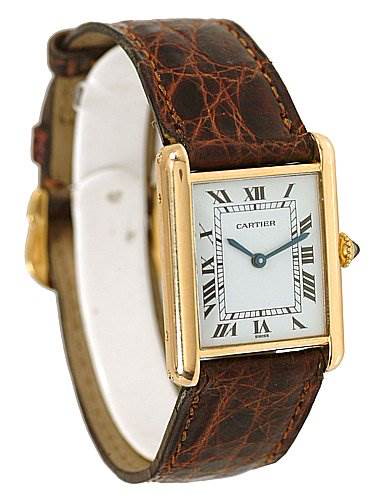 Cartier Tank Classic Mens 18k Yellow Gold Watch SwissWatchExpo