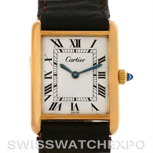 Photo of Cartier Tank Classic Gold Plated Mechanical Watch White Roman Dial
