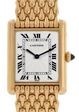 Photo of Cartier Mens 18k Yellow Gold Ultra Thin Tank Classic Watch