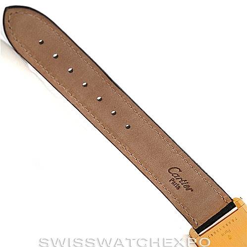 This image shows the top view of a brown leather strap for the Cartier Tank Classic Men's Yellow Gold White Dial Men's Yellow Gold White Dial watch.