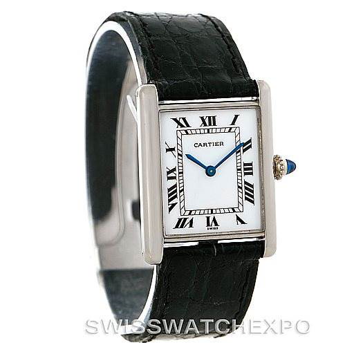 Cartier Tank Classic Vintage 18k White Gold Ultra Thin Mechanical Watch SwissWatchExpo