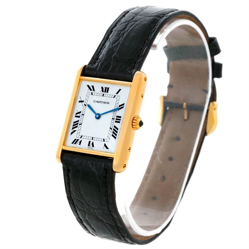 Cartier Tank Classic Paris 18K Yellow Gold Black Strap Quartz Watch ...