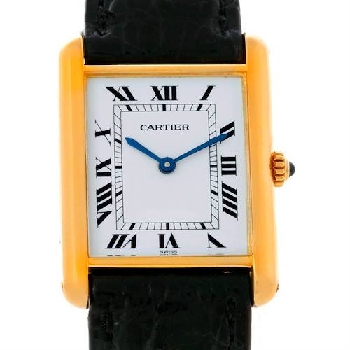 Photo of Cartier Tank Classic Paris 18K Yellow Gold Black Strap Quartz Watch