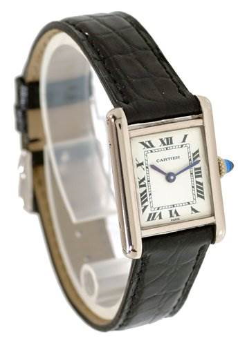 Cartier Ladies 18k White Gold Tank Classic Watch SwissWatchExpo