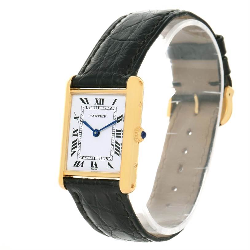 Cartier Tank Classic 18K Yellow Gold Black Strap Quartz Unisex Watch ...