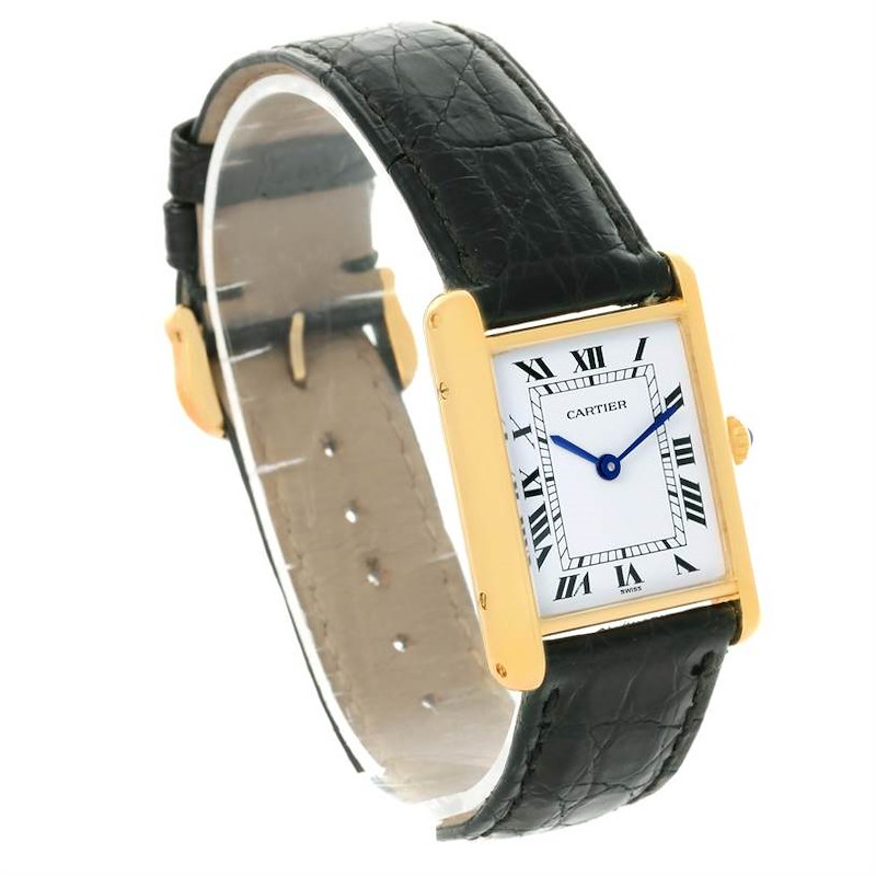 Cartier Tank Classic 18K Yellow Gold Black Strap Quartz Unisex Watch SwissWatchExpo