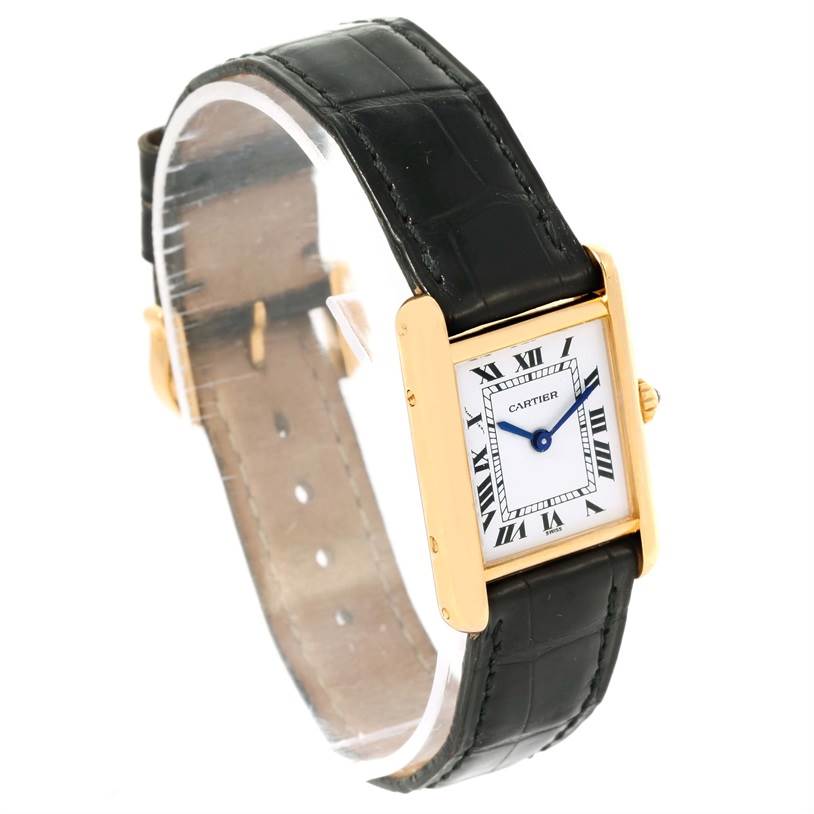 Cartier Tank Classic Paris 18k Yellow Gold Black Strap Ladies Watch ...