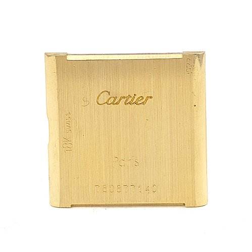The image shows the back cover of a Tank Classic model watch by Cartier, viewed directly from the back.