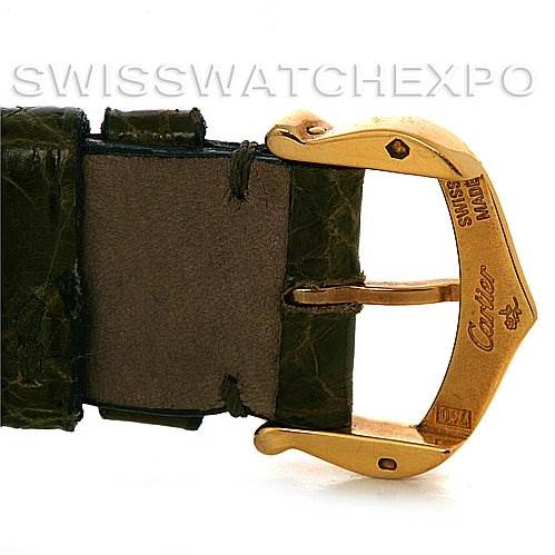 The image shows a close-up of the buckle and strap end of a Cartier Tank Classic Women's Yellow Gold White Dial Women's Yellow Gold White Dial watch.