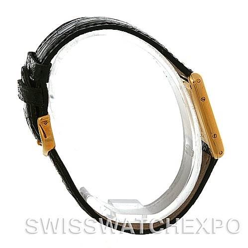 This image shows the side profile and buckle of the Cartier Tank Classic Women's Yellow Gold White Dial Women's Yellow Gold White Dial model watch.