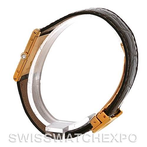 The image shows a Tank Classic Cartier watch from side view, emphasizing the strap and casing details.