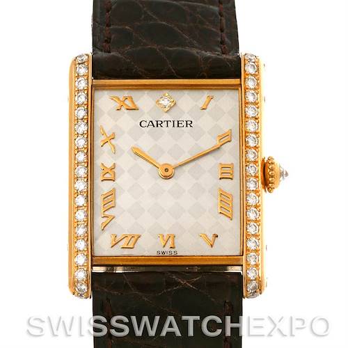 Photo of Cartier Tank Mecanique 18K Yellow Gold Diamond Ladies Watch