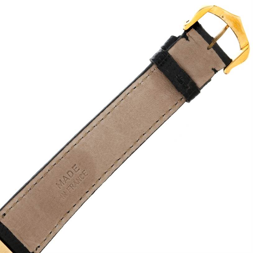 This image shows the strap and buckle of the Cartier Tank Classic Yellow Gold Beige Dial Yellow Gold Beige Dial watch from the back.