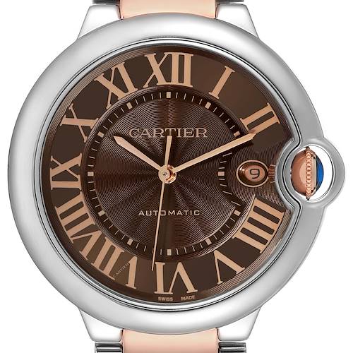 Photo of Cartier Ballon Bleu Steel Rose Gold Chocolate Dial Mens Watch W6920032