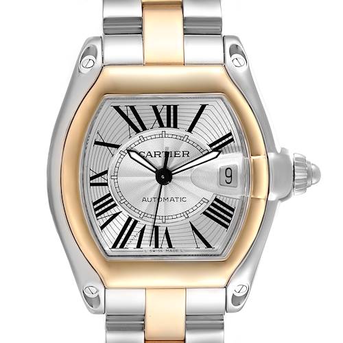 Photo of Cartier Roadster Steel Yellow Gold Silver Dial Mens Watch W62031Y4