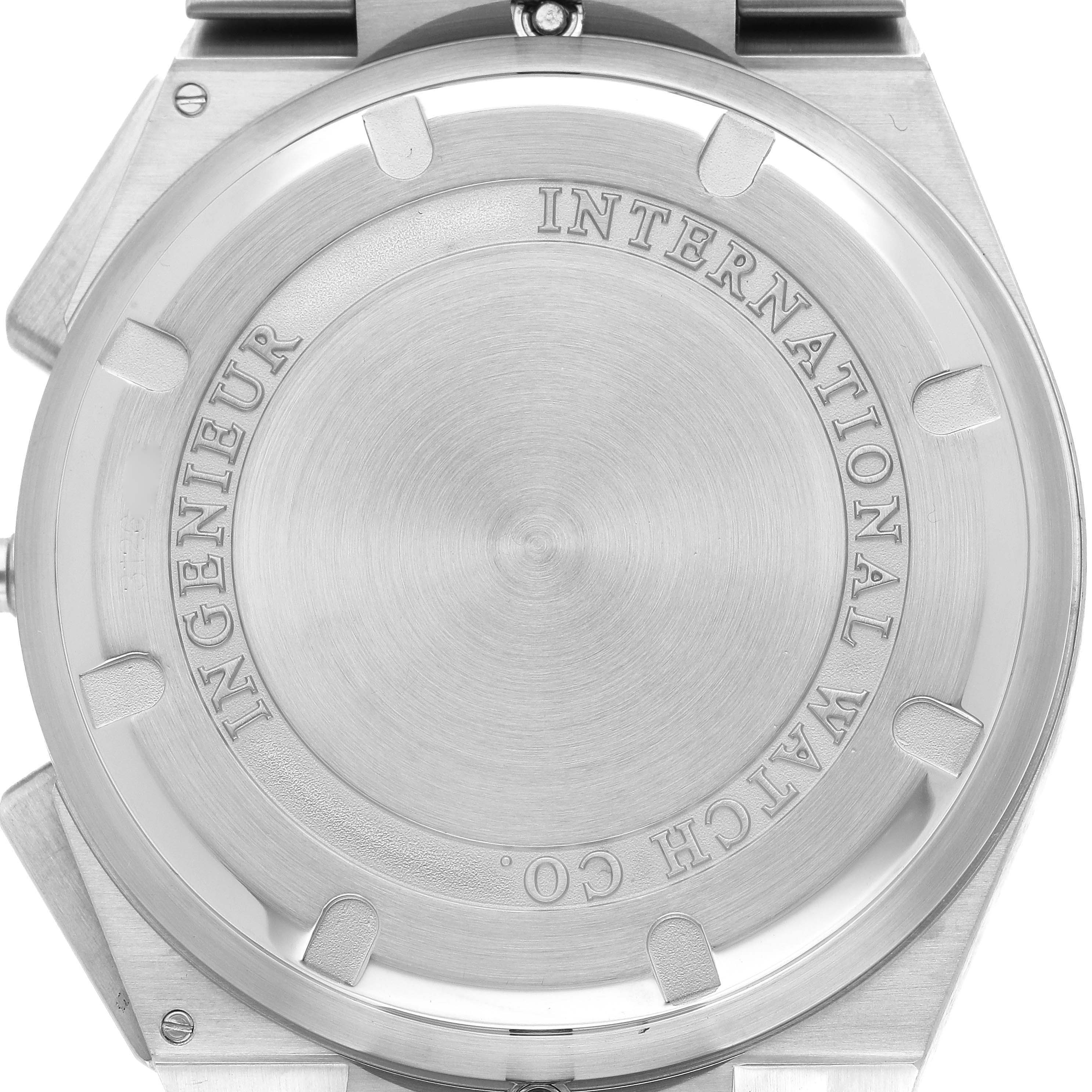 This image shows the case back of an IWC Ingenieur 63240 Men's Stainless Steel Black Dial 63240 Men's Stainless Steel Black Dial watch, viewed directly from the rear.