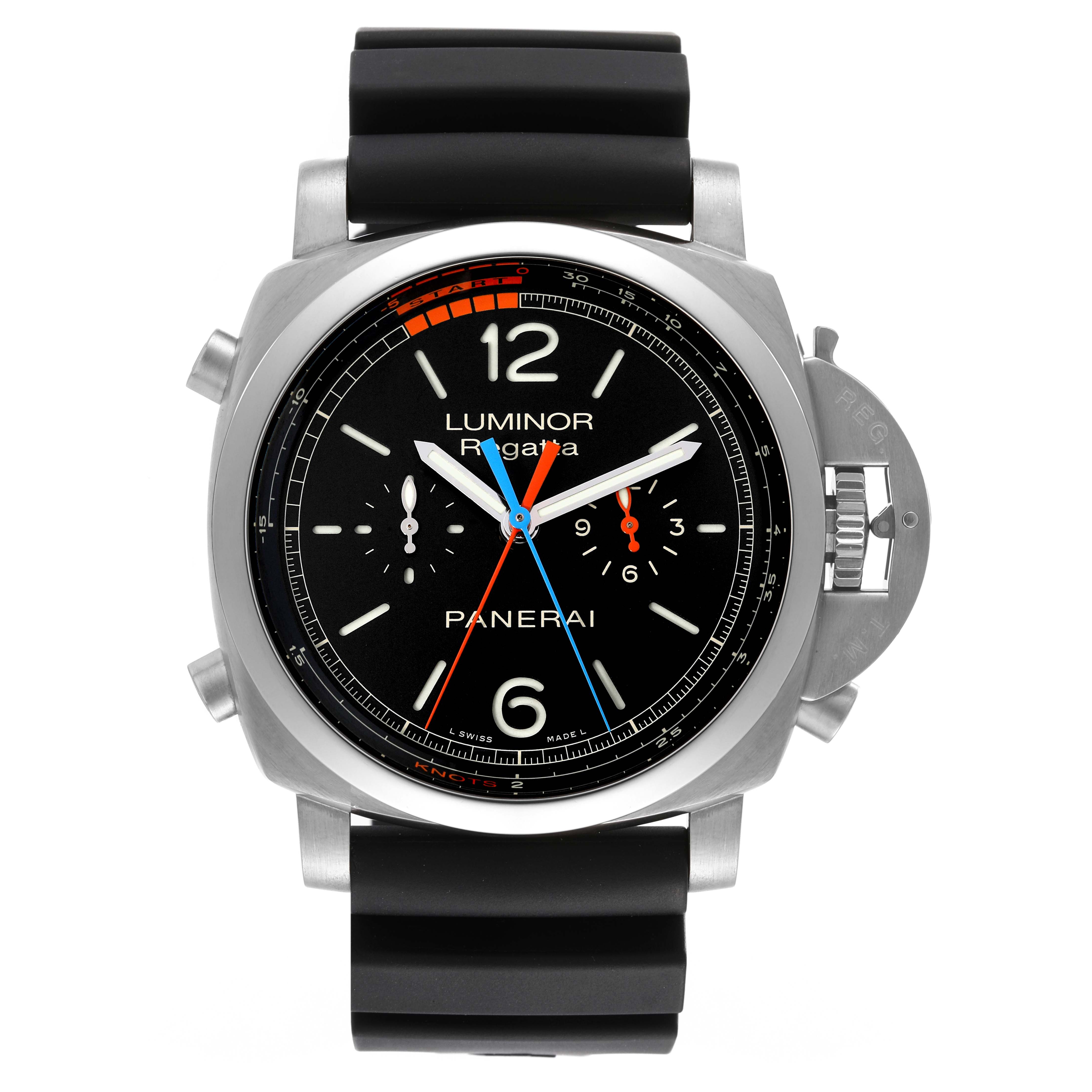 The image shows a Panerai Luminor PAM00526 Men's Titanium Black Dial PAM00526 Men's Titanium Black Dial model watch from a front angle, displaying its dial, case, and strap.