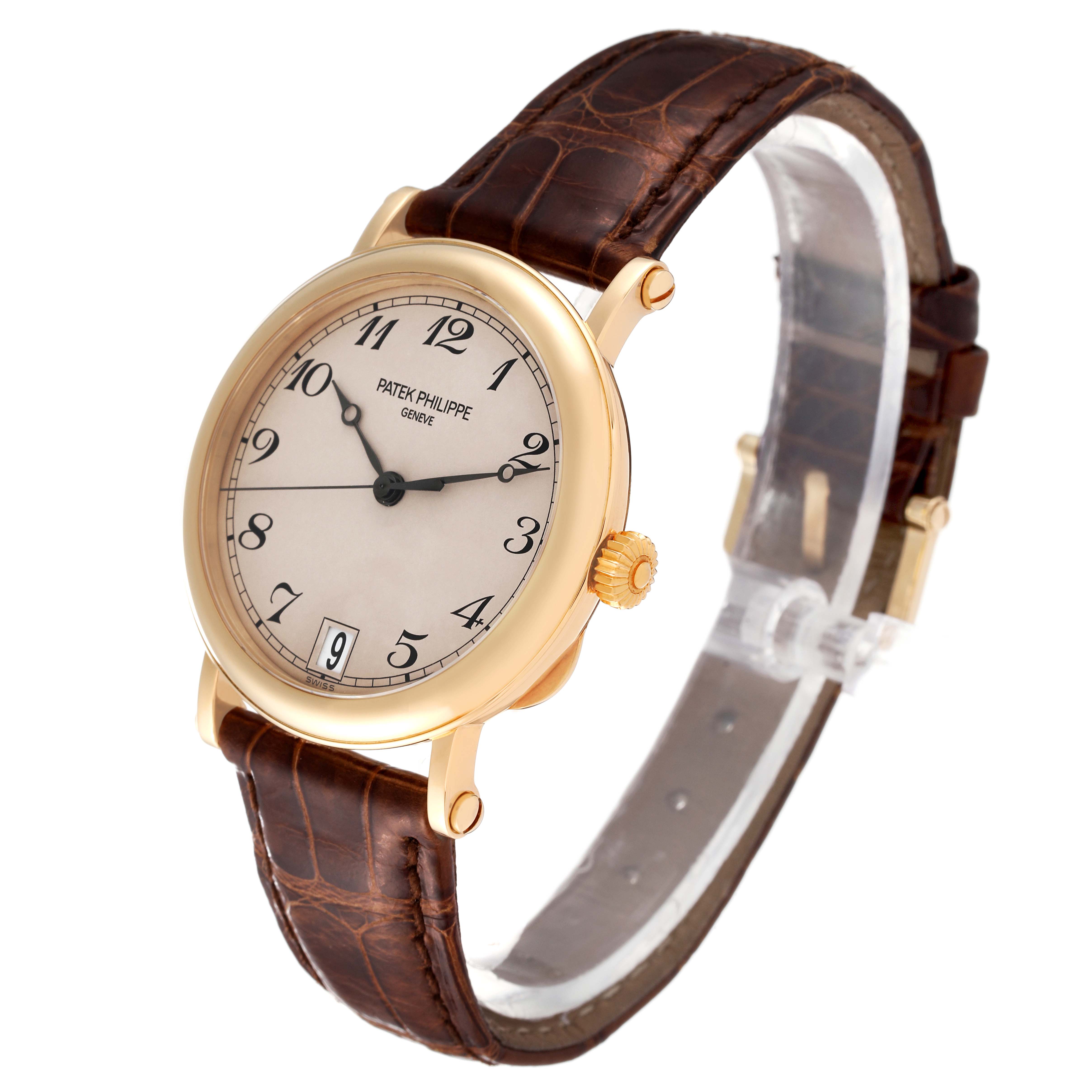 Patek Philippe Calatrava Officer Yellow Gold Mens Watch 5053 Box Papers ...