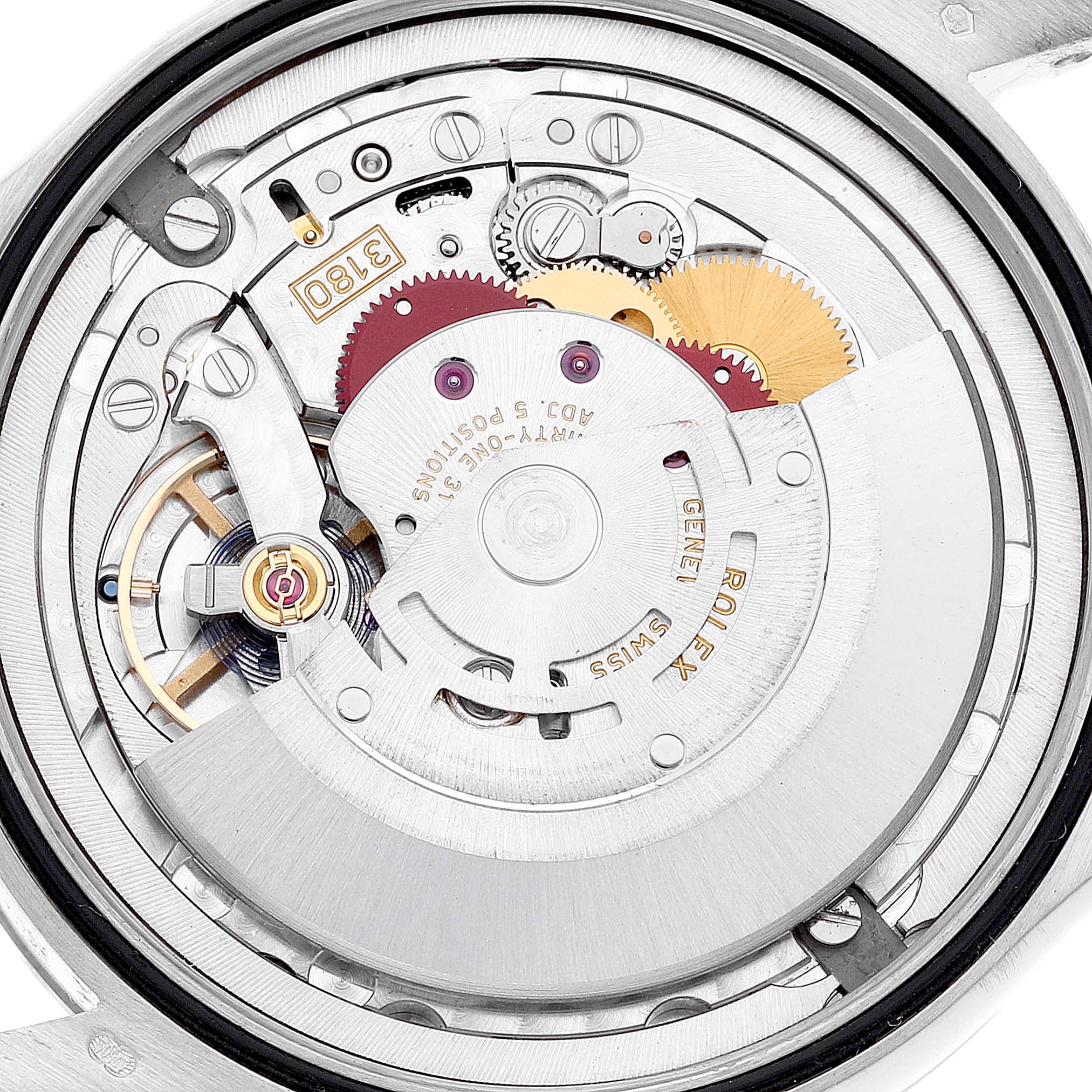 The image shows the internal mechanism of a Rolex Cellini 50529 Men's White Gold Black Dial 50529 Men's White Gold Black Dial watch from a top-down angle.