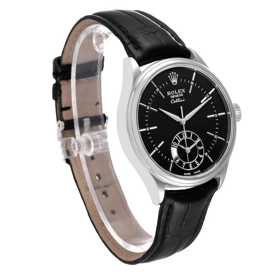 ROLEX Cellini クォーツ 腕時計 Rolex Cellini Dual Time White Gold Silver Guilloche Index