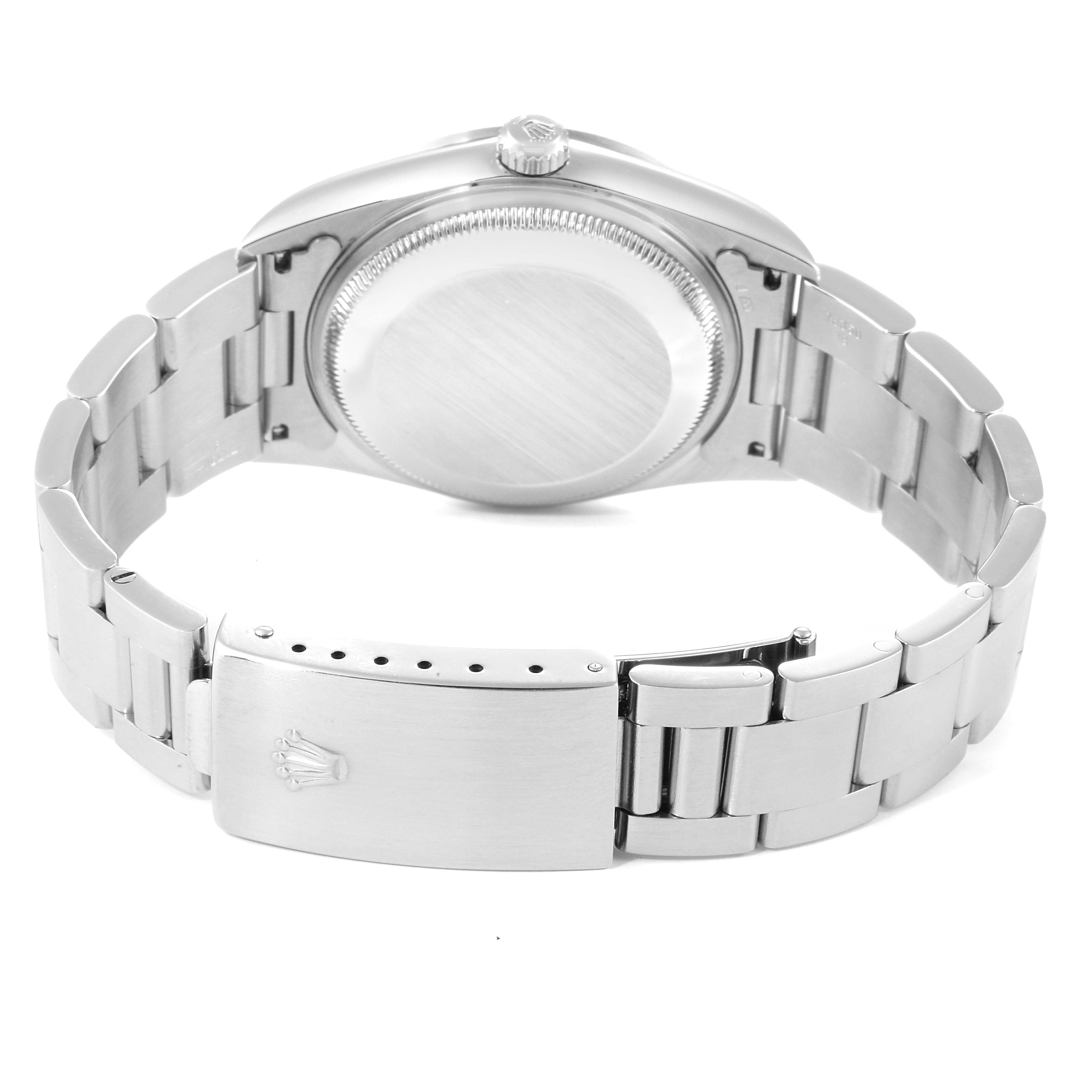 This image shows the back and bracelet of a Rolex Date 15200 Men's Stainless Steel Silver Dial 15200 Men's Stainless Steel Silver Dial model watch.