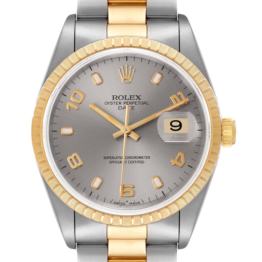 NOT FOR SALE Rolex Date Steel Yellow Gold Slate Dial Mens Watch 15223 PARTIAL PAYMENT SwissWatchExpo