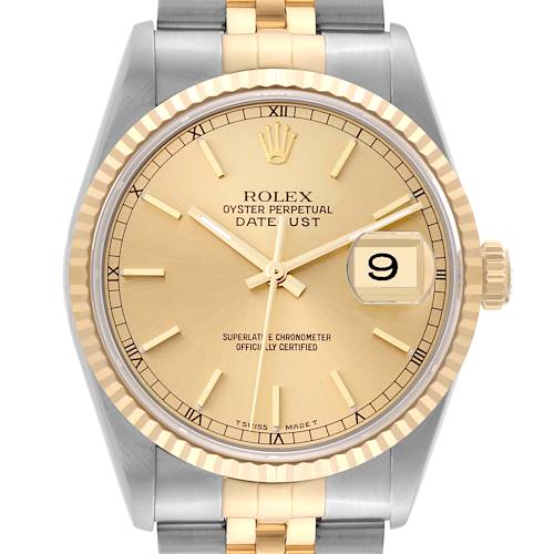 Photo of Rolex Datejust 36 Steel Yellow Gold Champagne Dial Mens Watch 16233