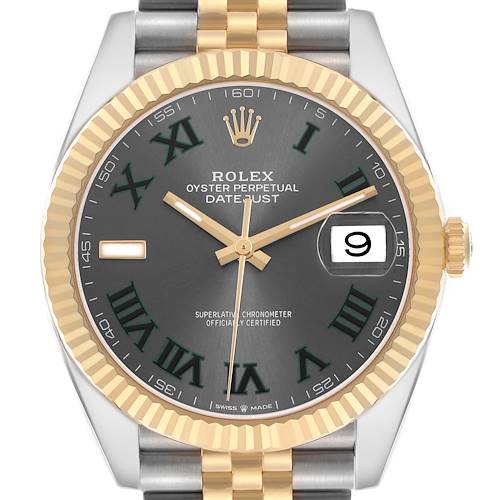 Photo of Rolex Datejust 41 Steel Yellow Gold Wimbledon Dial Mens Watch 126333 Box Card