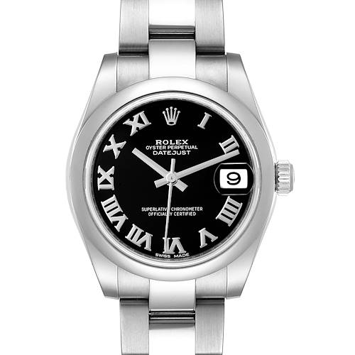Photo of Rolex Datejust Midsize Black Dial Steel Ladies Watch 178240 Box Card