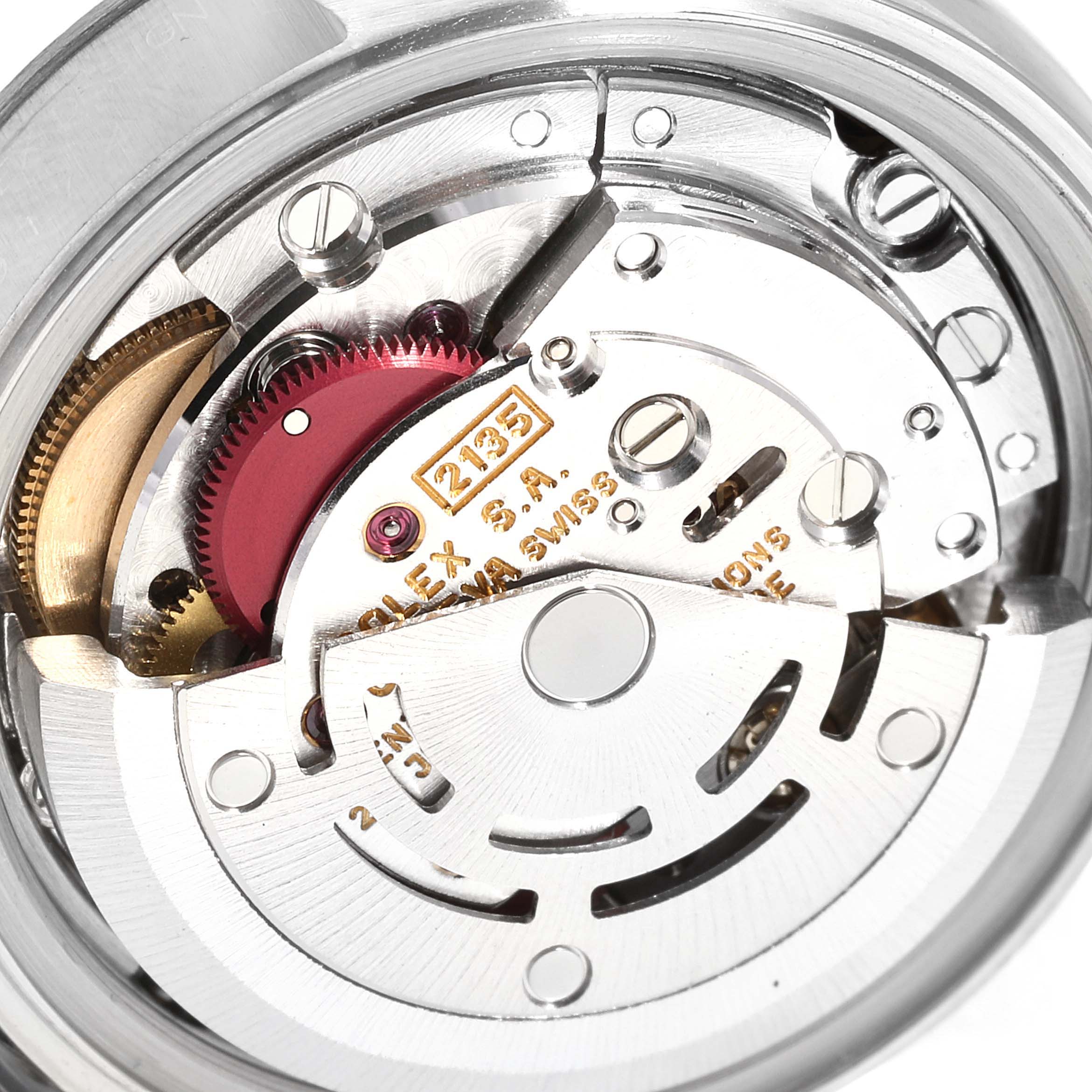 The image shows a close-up of the movement mechanism of the Rolex Datejust 69174 Women's Stainless Steel Blue Dial 69174 Women's Stainless Steel Blue Dial watch model.