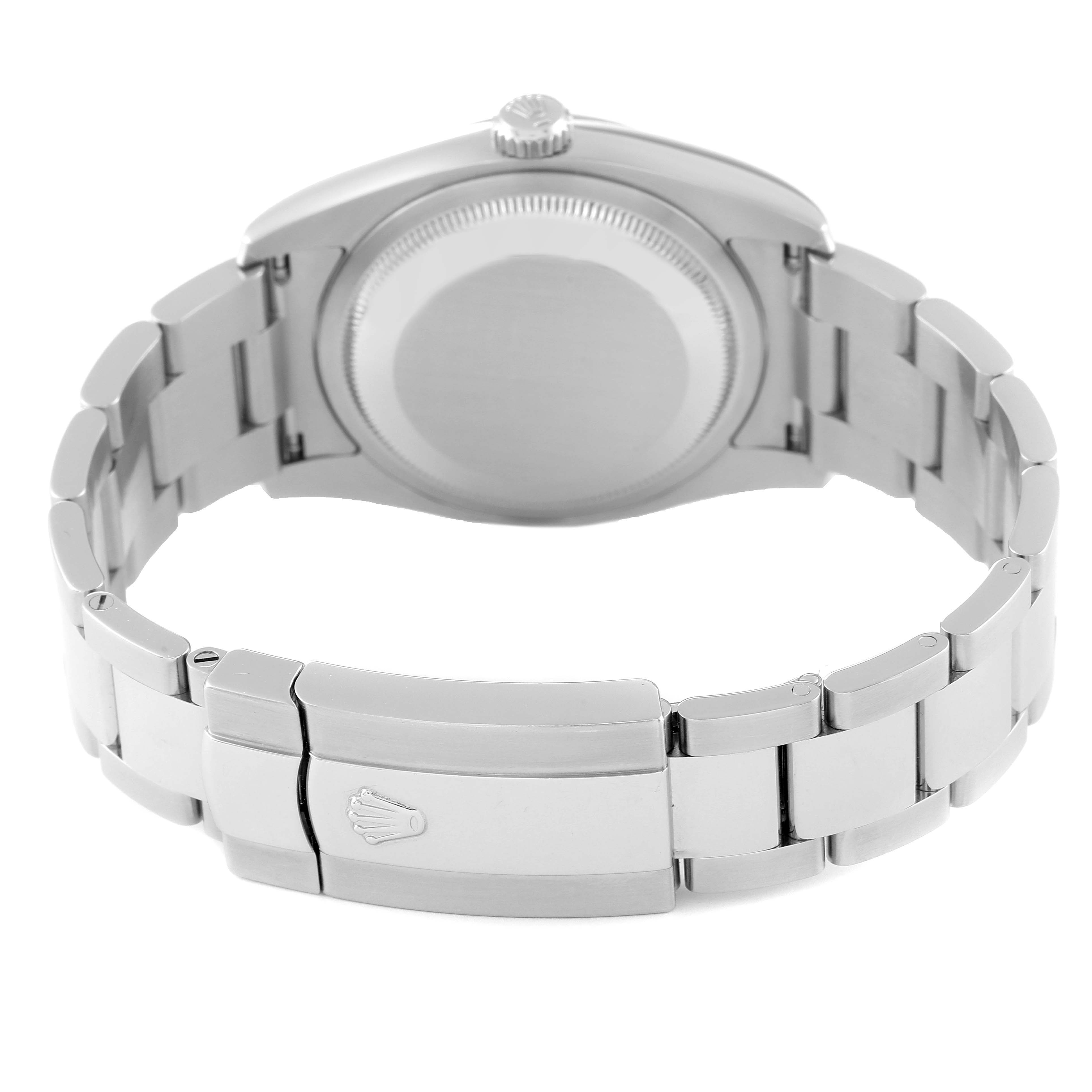 The image shows the back of a Rolex Datejust 116234 Men's Stainless Steel Silver Dial 116234 Men's Stainless Steel Silver Dial watch, highlighting the clasp and case back.