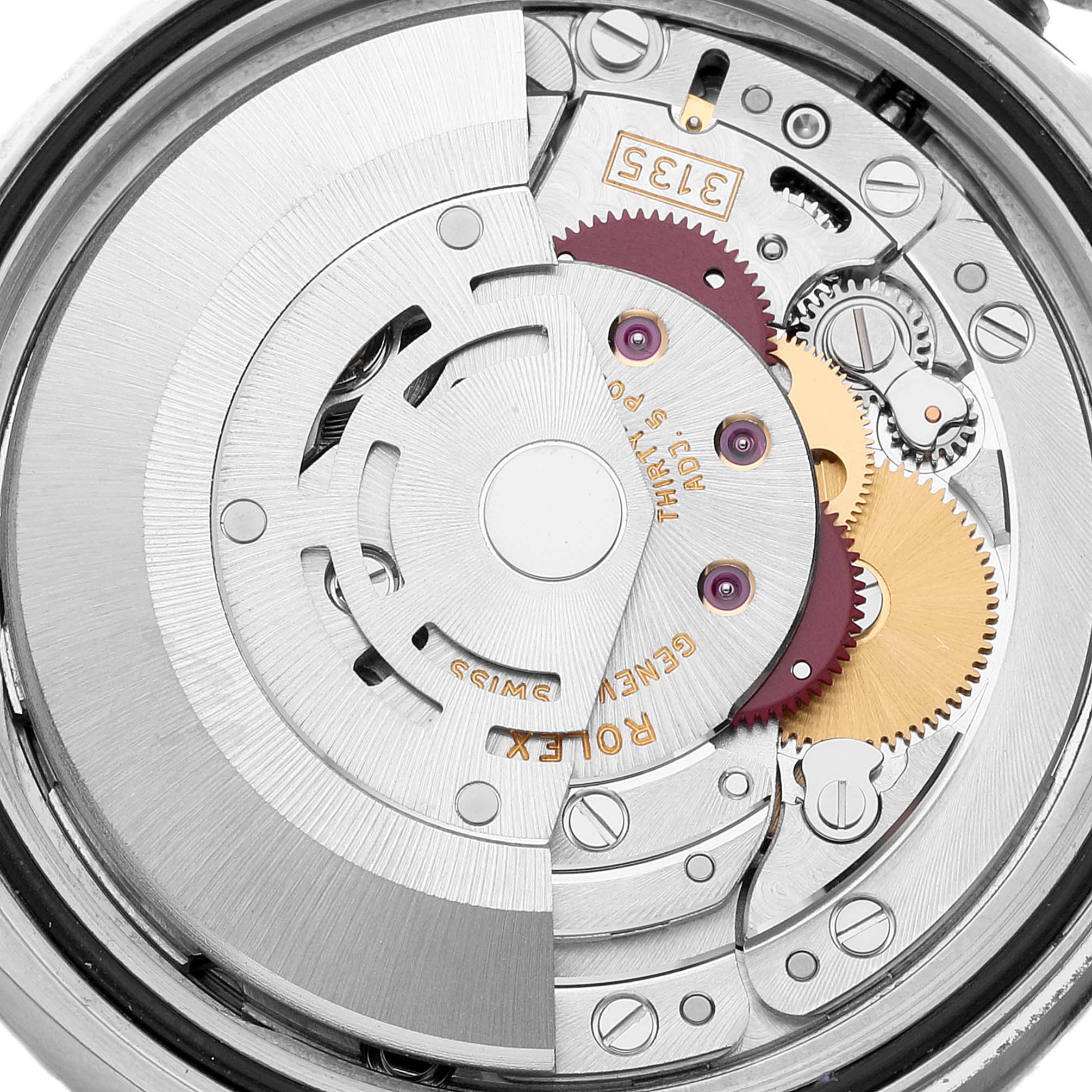 This image shows the internal mechanical movement of a Rolex Datejust 116234 Men's Stainless Steel Silver Dial 116234 Men's Stainless Steel Silver Dial watch from a top-down angle.
