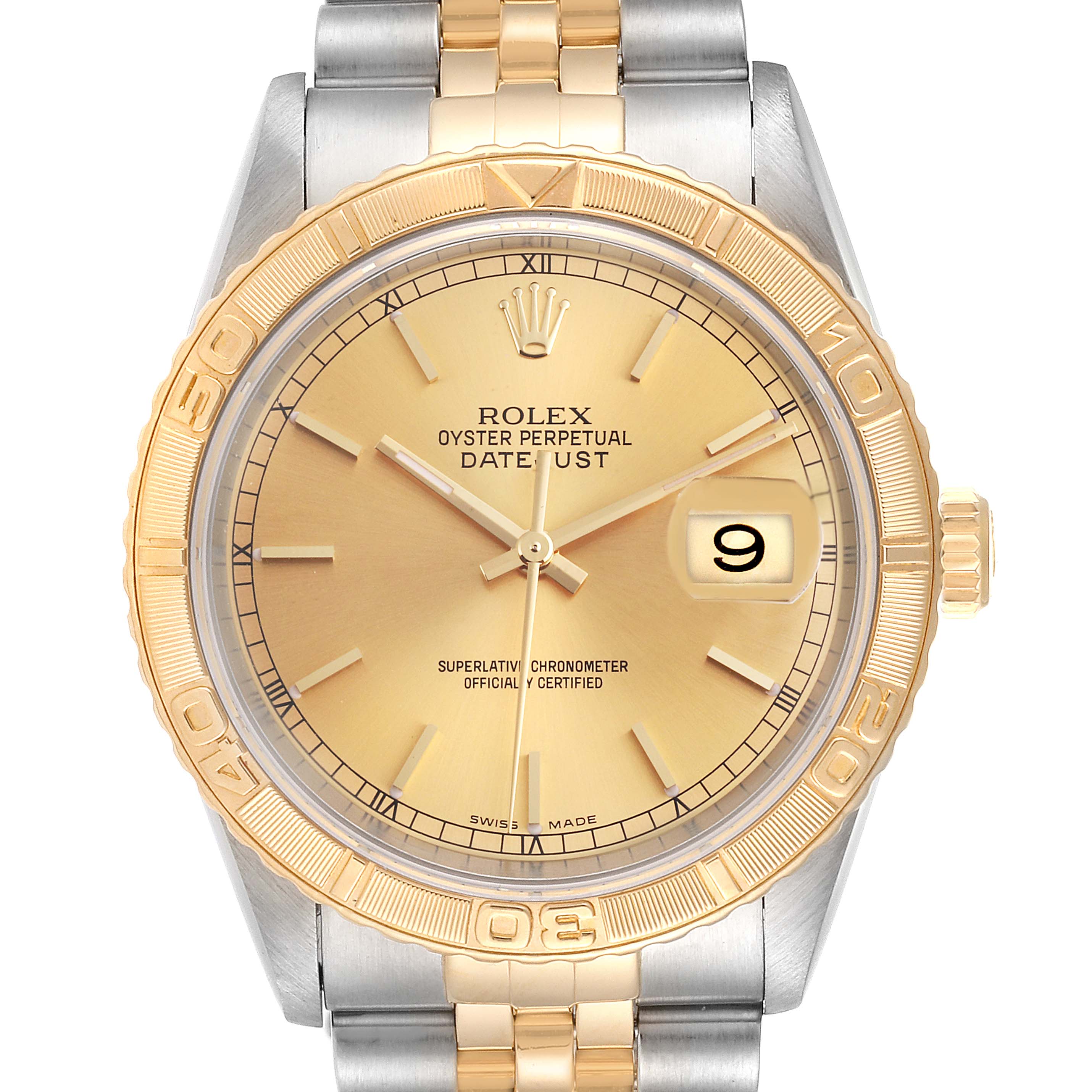 Rolex Datejust Turnograph Steel Yellow Gold Mens Watch 16263 ...