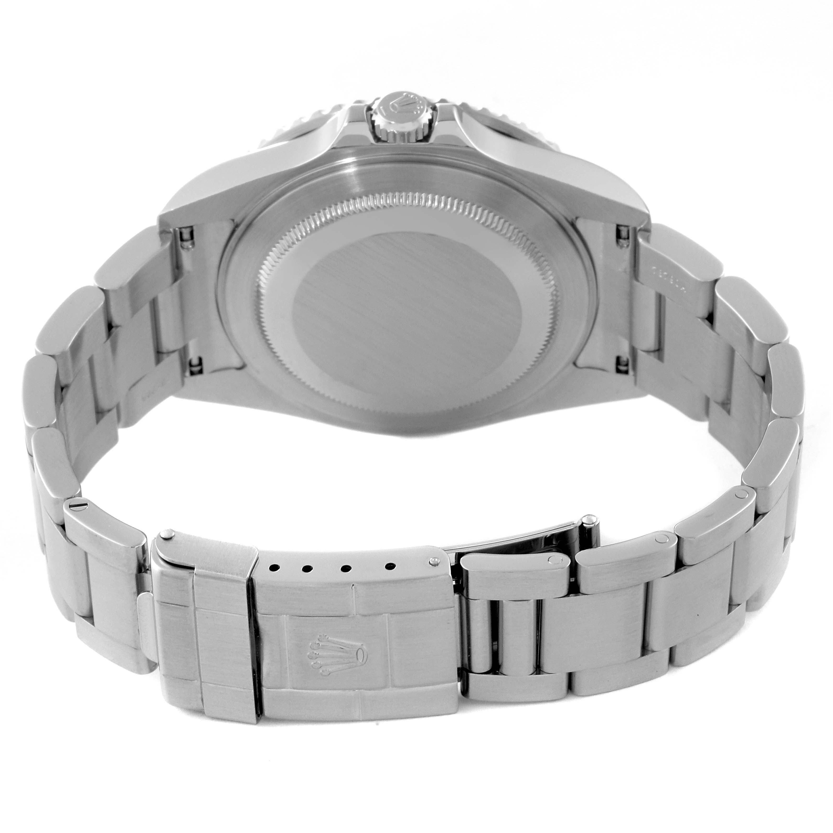 The image shows the back case and bracelet of a Rolex GMT-Master 16710 Men
s Stainless Steel Black Dial 16710 Men
s Stainless Steel Black Dial watch from a rear angle.