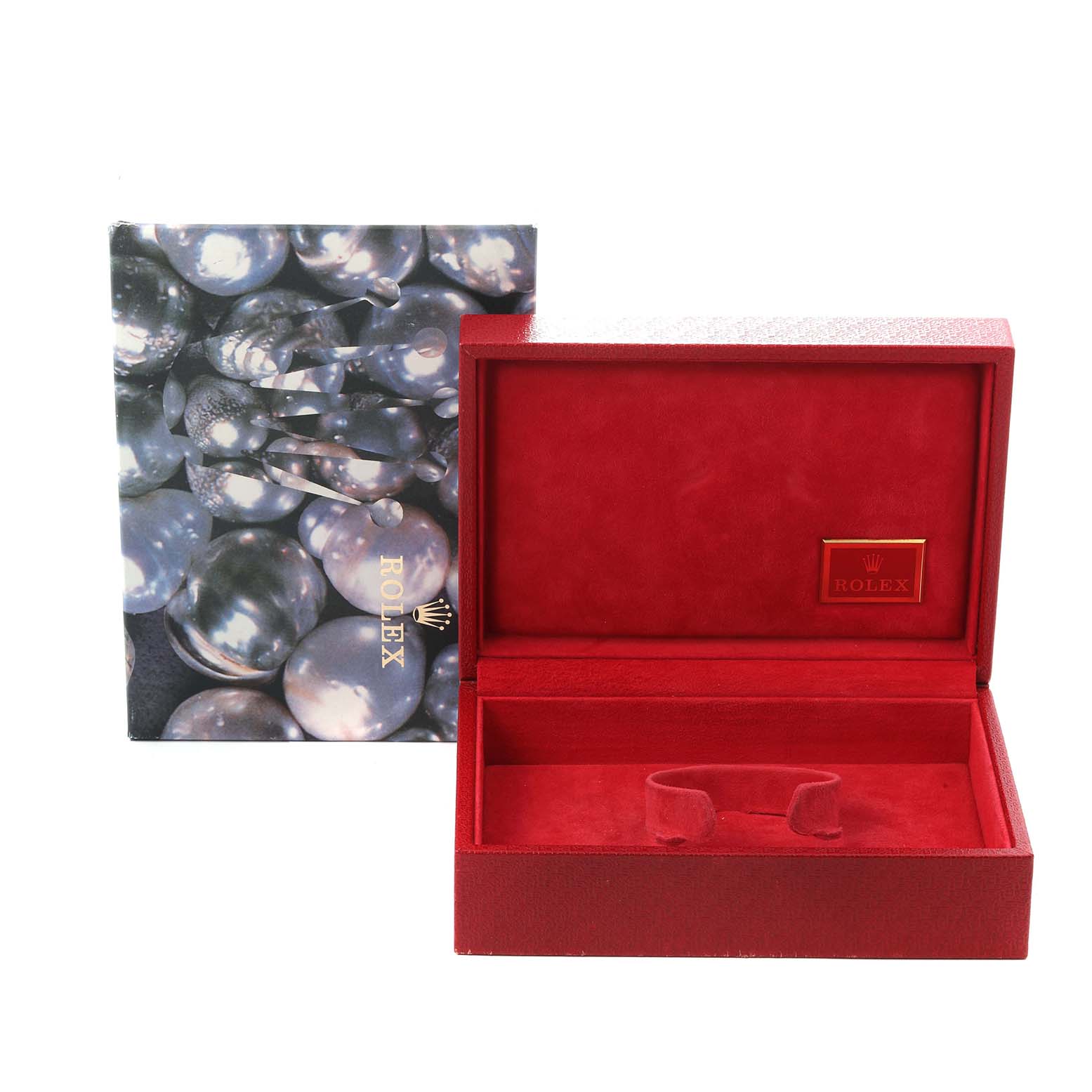 The image shows an empty red Rolex watch box and packaging, relevant to the Datejust model 179178 Men’s watch.