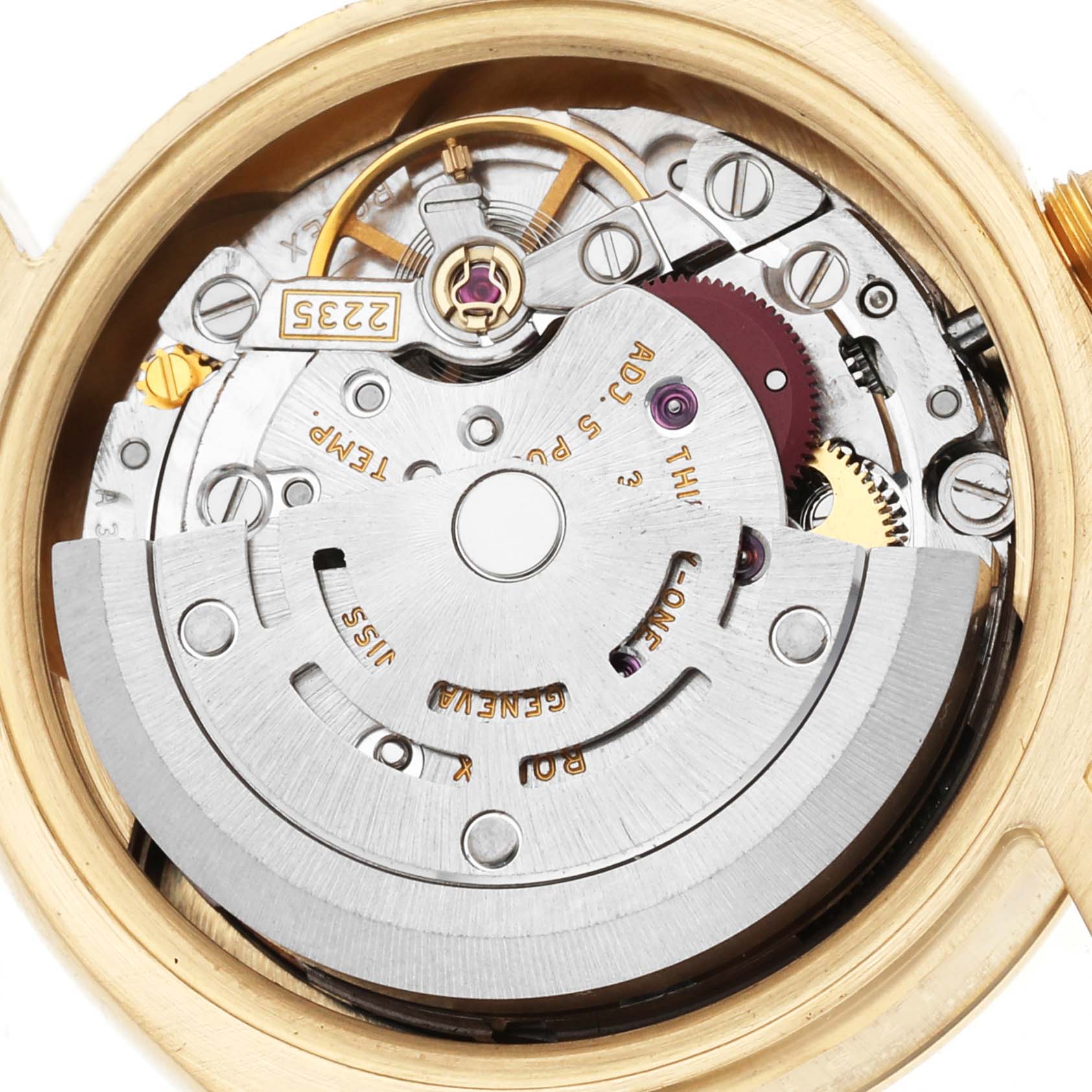 The image shows the movement of a Rolex Datejust 179178 men's watch from a top-down angle, focusing on its intricate internal components.