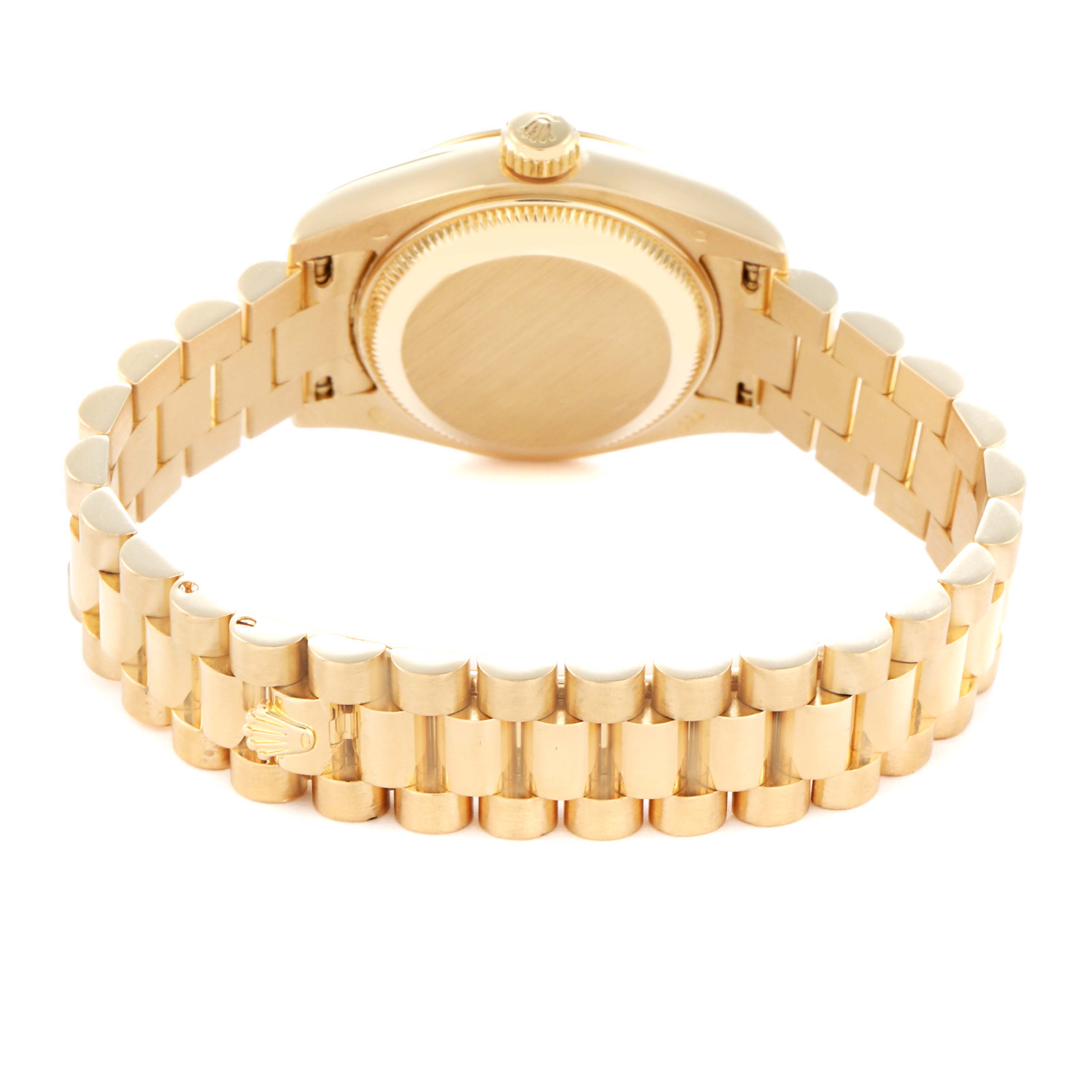 The image shows the back of the Rolex Datejust model 179178, highlighting the case back, bracelet, and clasp from a rear angle.