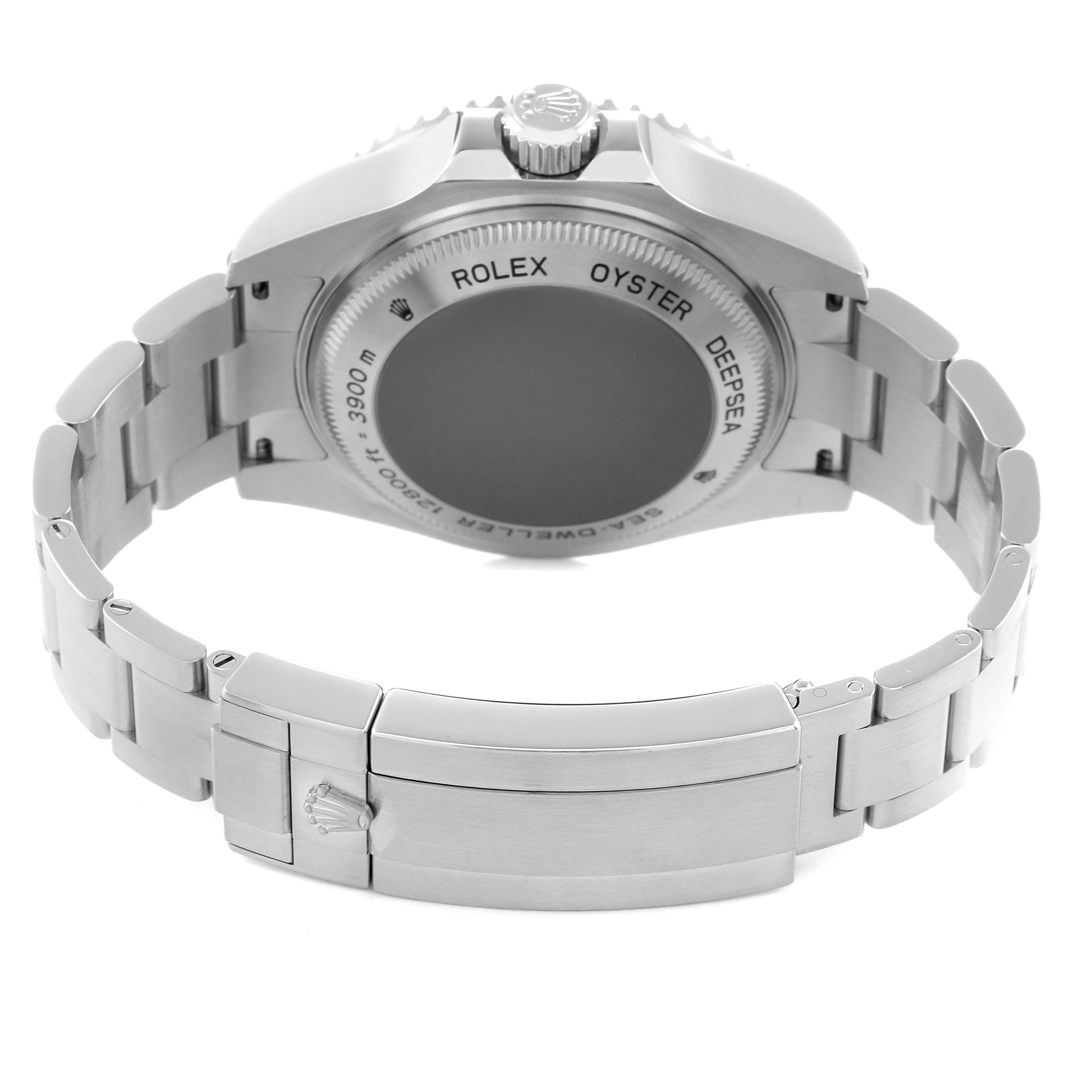 The image shows the back and bracelet of the Rolex Sea-Dweller 116660 watch, highlighting the case back and clasp from a rear angle.