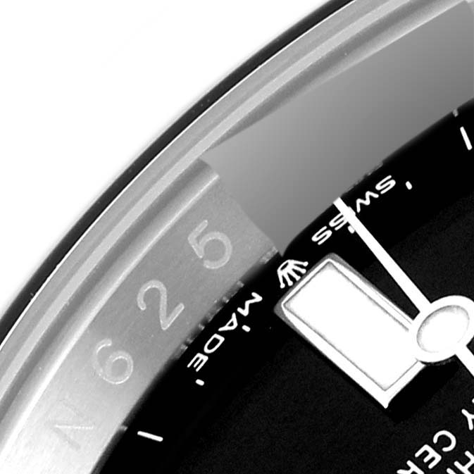 The image shows a close-up of the bezel and a part of the dial of a Rolex Submariner 126610 Men
s Stainless Steel Black Dial 126610 Men
s Stainless Steel Black Dial watch.