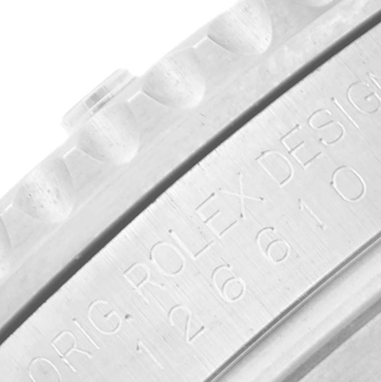 This close-up image shows the side of the case and part of the bezel of a Rolex Submariner 126610 Men
s Stainless Steel Black Dial 126610 Men
s Stainless Steel Black Dial.