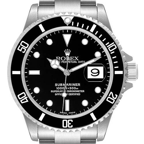 Photo of Rolex Submariner Black Dial Steel Mens Watch 16610 Box Papers