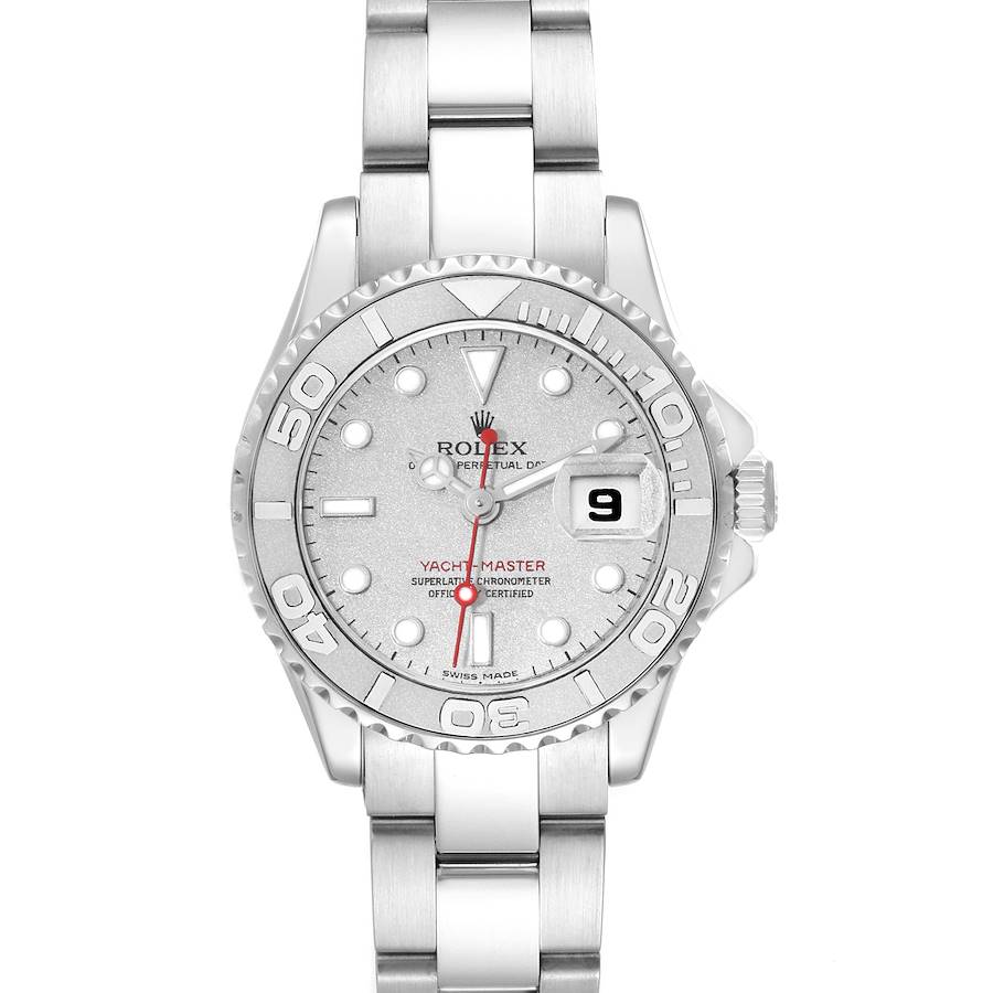 Rolex Yachtmaster 29 Steel Platinum Dial Bezel Ladies Watch 169622 Box Card SwissWatchExpo