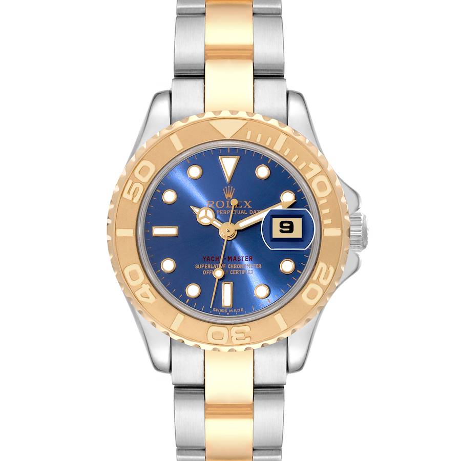 Rolex Yachtmaster Steel Yellow Gold Blue Dial Ladies Watch 69623 Box Papers SwissWatchExpo