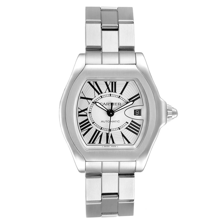 Cartier Roadster S Silver Dial Steel Mens Watch W6206017 Box