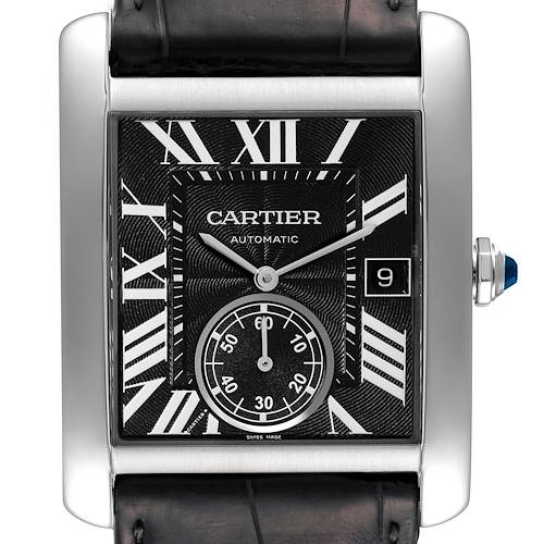 Photo of Cartier Tank MC Black Dial Automatic Steel Mens Watch W5330004 Box Papers