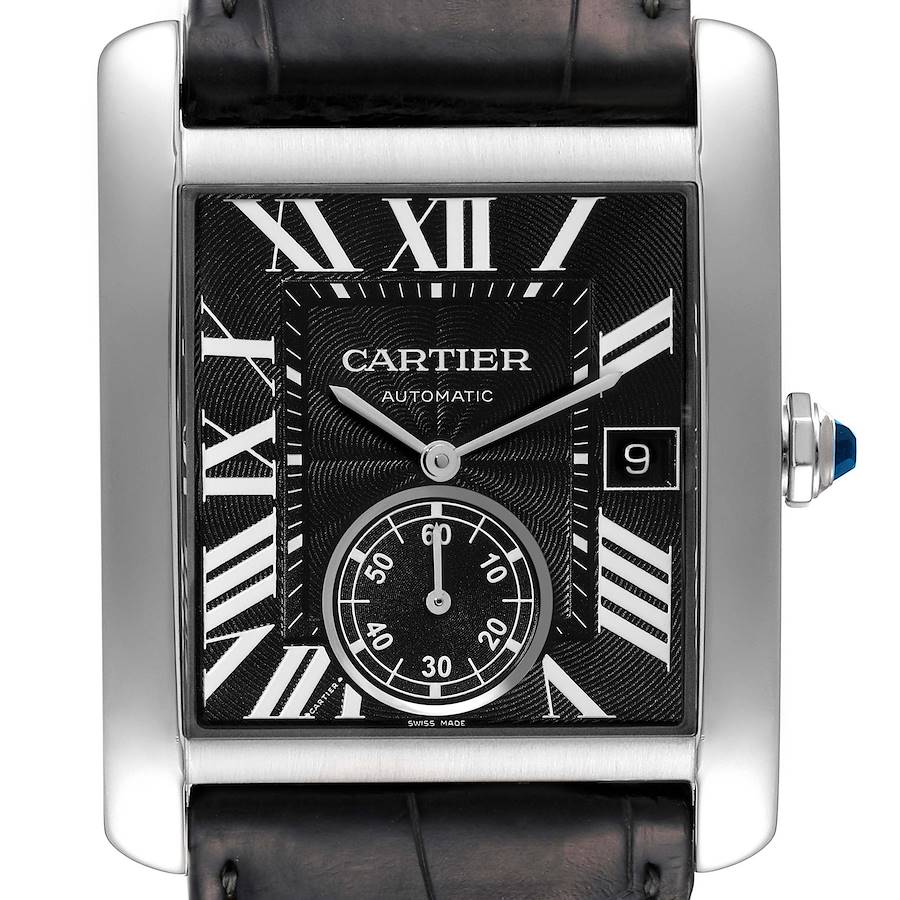 Cartier Tank MC Black Dial Automatic Steel Mens Watch W5330004 Box Papers SwissWatchExpo