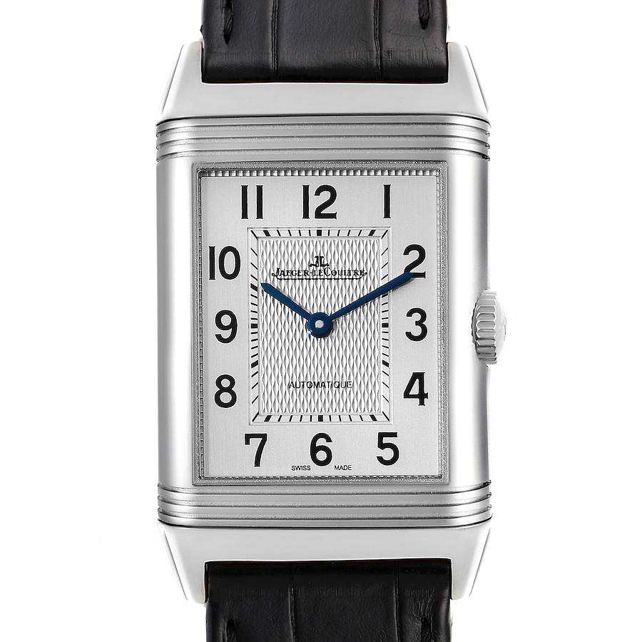 Jaeger LeCoultre Reverso Classic Silver Dial Steel Mens Watch Q3828420 Box Papers SwissWatchExpo