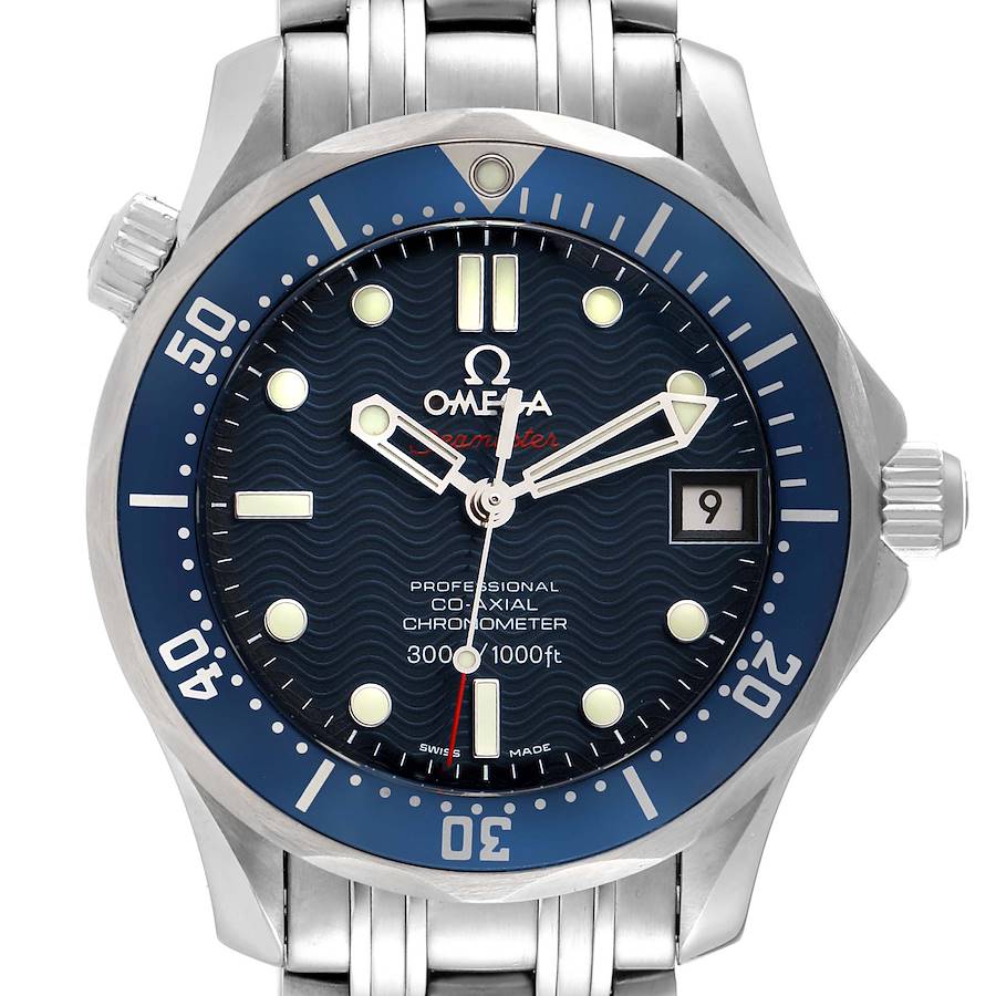 Omega Seamaster Midsize 36mm Co-Axial Blue Dial Watch 2222.80.00 Box Card SwissWatchExpo