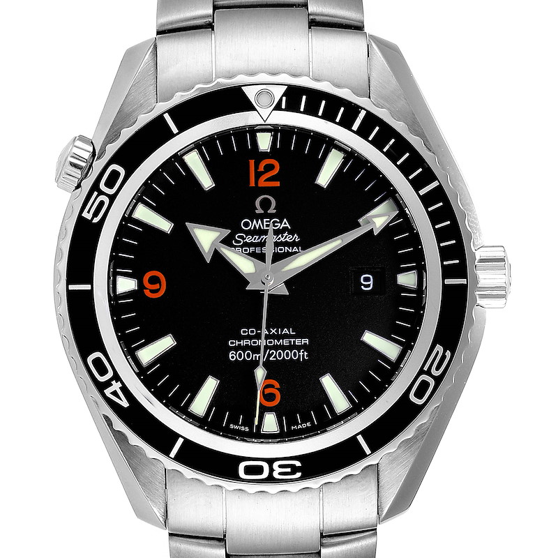 Omega Seamaster Planet Ocean XL Orange Numbers Mens Watch 2200.51.00 SwissWatchExpo