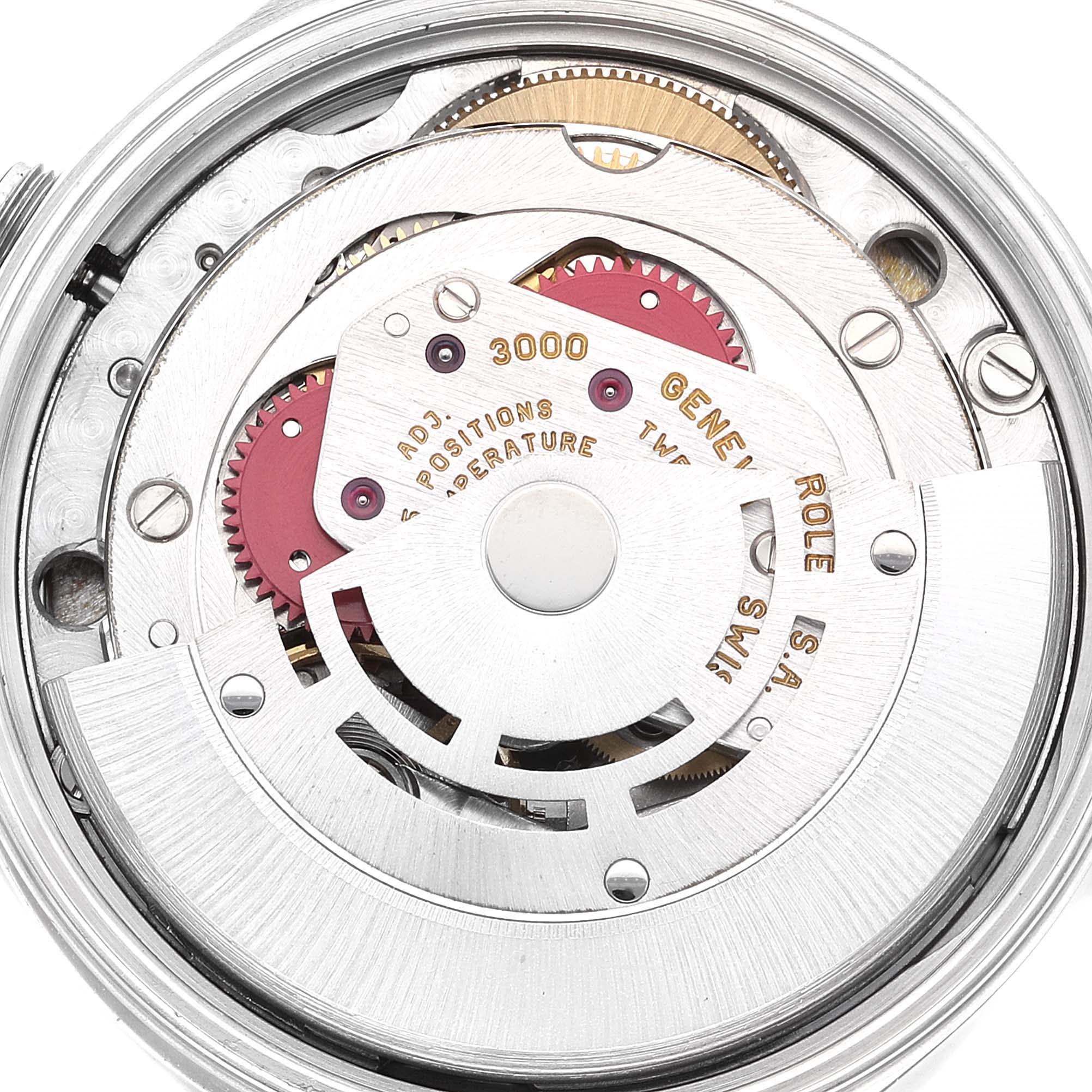 This image shows the internal mechanism and movement parts of a Rolex Air-King 14000 Men's Stainless Steel Pink Dial 14000 Men's Stainless Steel Pink Dial watch.